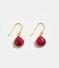 RubyGold Gemstone Pear Drop Earrings Karen Kane at Karen Kane