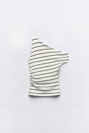 Ruched Asymmetric Rib Top at Zara