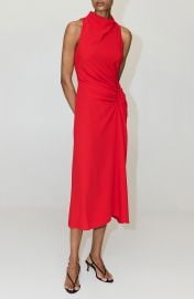 Ruched Draped Neck Midi Dress at Nordstrom