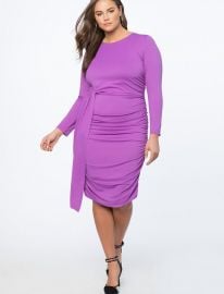 Ruched Dress with Skirt Overlay at Eloquii