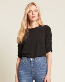 Ruched Elbow-Length Sleeves Waldorf Tee at Veronica Beard