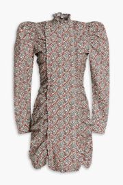 Ruched Floral Print Cotton Mini Dress at The Outnet