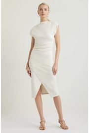 Ruched Funnel Neck Midi Dress at Nordstrom