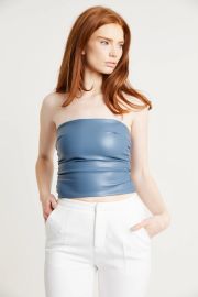 Ruched Leather Strapless Bodice - Petrol Blue BOA at Boa