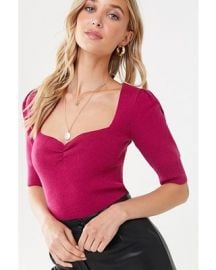 Ruched Puff Sleeve Sweater by Forever 21 at Forever 21