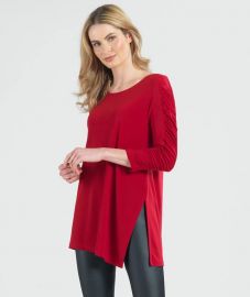 Ruched Sleeve Angle Hem Tunic by Clara Sunwoo at Clara Sunwoo