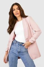 Ruched Sleeve Blazer at Boohoo