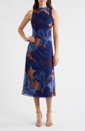 Ruched Sleeveless Mesh Midi Dress at Nordstrom