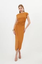 Ruched Waist Jersey Crepe Midi Dress at Karen Millen