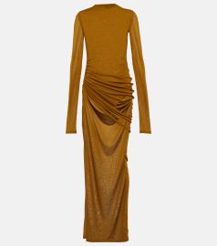 Ruched jersey voile maxi dress at Mytheresa