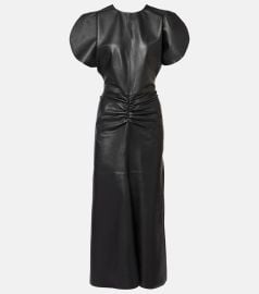 Ruched leather gown at Mytheresa