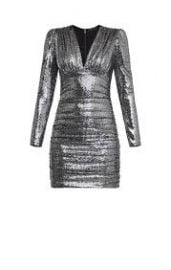 Ruched metallic mini dress at Bcbgmaxazria