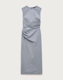 Ruched midi dress in stretch cotton-blend poplin at J. Crew