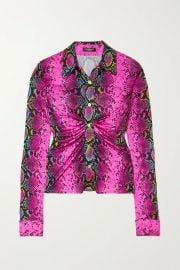 Ruched snake-print jersey blouse at Net a Porter