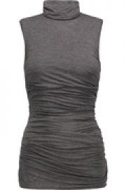 Ruched stretch-jersey turtleneck top at The Outnet