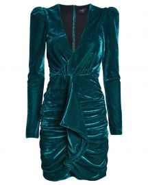 Ruched velvet mini dress at Intermix