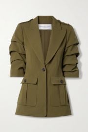 Ruched wool-twill blazer at Net a Porter