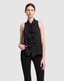 Ruffle Bow Halter Top in Pinstripes 7 For All Mankind at 7 For All Mankind