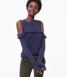 Ruffle Cold Shoulder Sweater at Loft