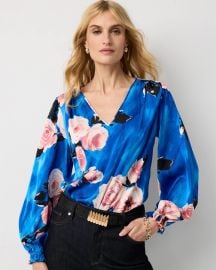 Ruffle Cuff Satin Blouse at White House Black Market