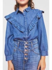 Ruffle Denim Blouse by Zara at Zara