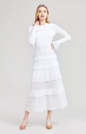 Ruffle Detail Knit Midi Dress by Lela Rose at Lela Rose