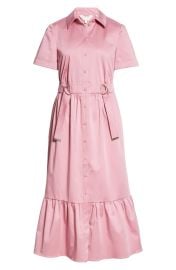 Ruffle Hem Stretch Cotton Shirtdress at Nordstrom