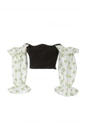 Ruffle Printed Bodice Crop Top by Paris Georgia at Moda Operandi