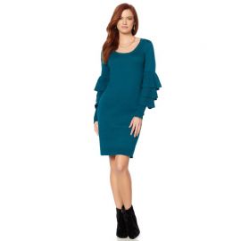 Ruffle-Sleeve Scoop-Neck Dress by Wendy Williams HSN Collection at HSN