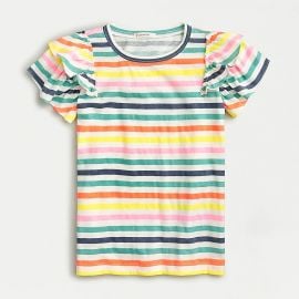 Ruffle-Sleeve T-shirt in Stripe at J. Crew Factory