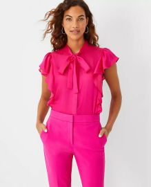 Ruffle Tie Neck Top at Ann Taylor