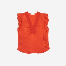 Ruffle Top in Red at Sandro