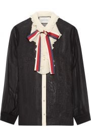 Ruffle Trimmed Silk Georgette Shirt by Gucci at Net A Porter