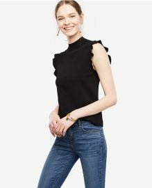 Ruffle sleeve mock neck sweater at Ann Taylor