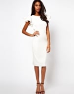 Ruffle sleeve pencil dress at Asos