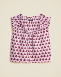 Ruffle-trim Button-up Top In Block Print For Women JCrew at J. Crew