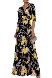 Ruffle-trimmed floral-print crepe de chine maxi wrap dress at The Outnet