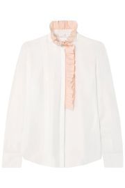 Ruffle-trimmed silk-georgette blouse at The Outnet