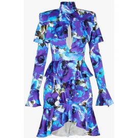 Ruffled Floral Print Dress by Balmain at SSENSE