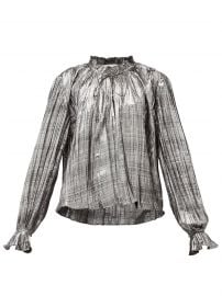 Ruffled High-Neck Lame Blouse by Jonathan Simkhai at Matches