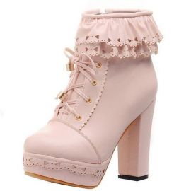 Ruffled Lace Booties by Kawaii Babe at Kawaii Babe