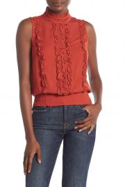 Ruffled Mock Neck Sleeveless Blouse at Nordstrom Rack