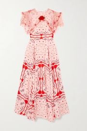 Ruffled Organza-Trimmed Printed Silk Dress by Rodarte at Net A Porter