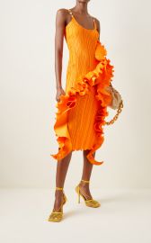 Ruffled Pliss Midi Dress By Versace at Moda Operandi