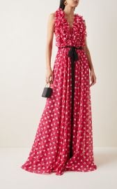 Ruffled Polka-Dot Chiffon Open-Back Gown By Carolina Herrera at Moda Operandi