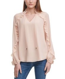 Ruffled Sheer-Sleeve Top at Macys