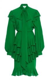 Ruffled Silk-Georgette Tie-Neck Midi Dress by Michael Kors Collection at Moda Operandi