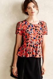 Ruffled Silk Tee at Anthropologie