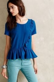 Ruffled Silk Tee at Anthropologie