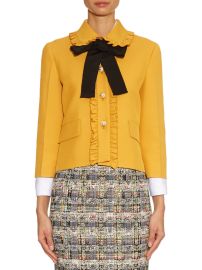 Ruffled Trim Silk Blend Jacket by Gucci at Gucci